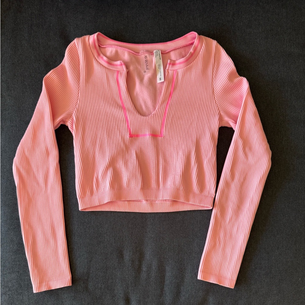 Altar’d State, AS Revival, Athletic Pink Ribbed Knit Crop Top XS/S